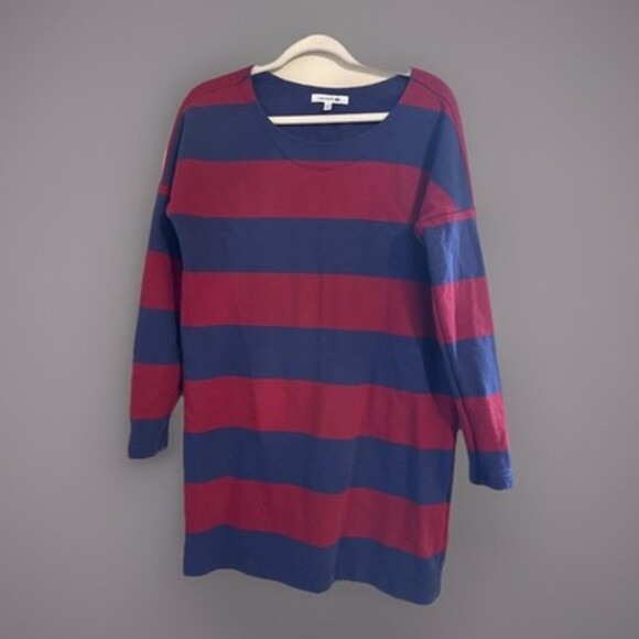 Lacoste Women’s Dress Blue Red Striped Cotton Long Sleeve Size Large 40 - Picture 1 of 6